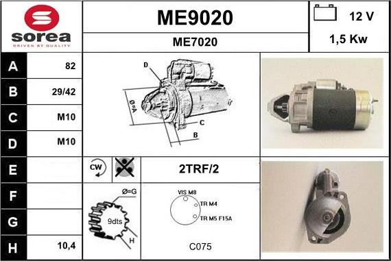 SNRA ME9020 - Стартер vvparts.bg