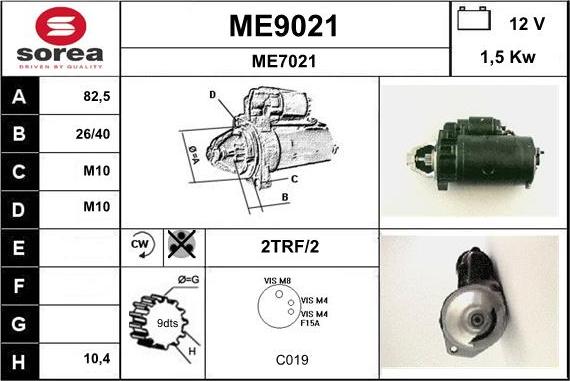 SNRA ME9021 - Стартер vvparts.bg