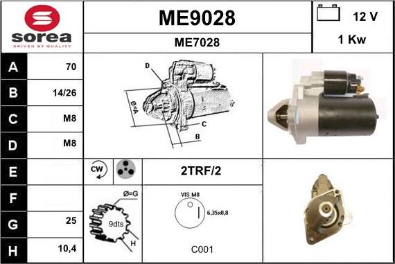 SNRA ME9028 - Стартер vvparts.bg