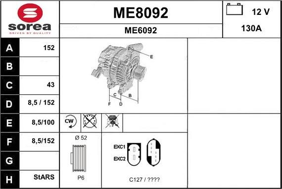 SNRA ME8092 - Генератор vvparts.bg