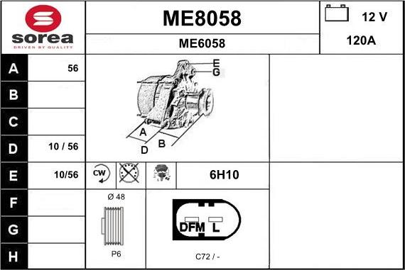 SNRA ME8058 - Генератор vvparts.bg