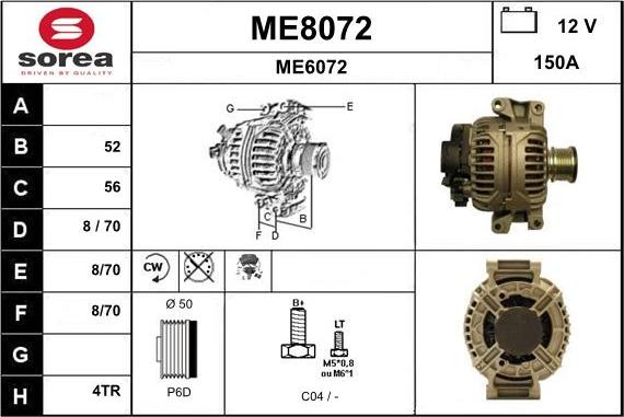 SNRA ME8072 - Генератор vvparts.bg