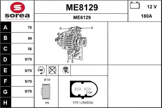 SNRA ME8129 - Генератор vvparts.bg