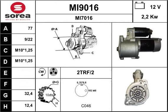 SNRA MI9016 - Стартер vvparts.bg