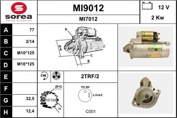 SNRA MI9012 - Стартер vvparts.bg