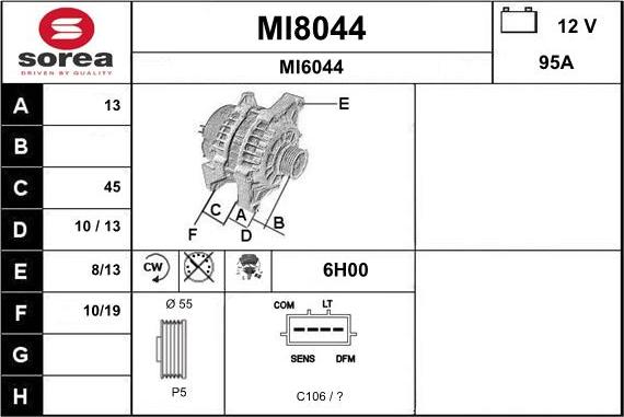 SNRA MI8044 - Генератор vvparts.bg