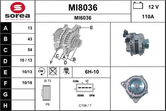 SNRA MI8036 - Генератор vvparts.bg