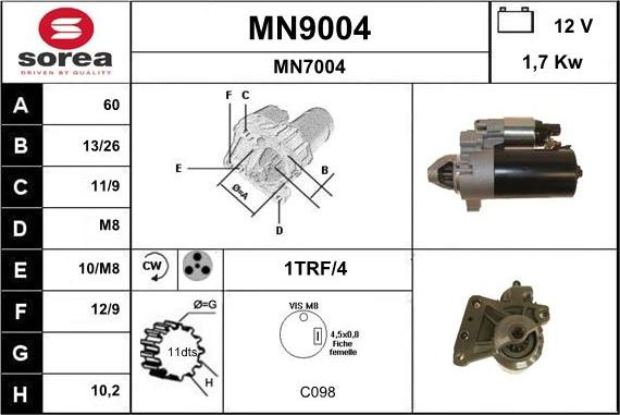 SNRA MN9004 - Стартер vvparts.bg