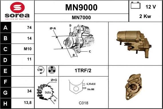 SNRA MN9000 - Стартер vvparts.bg