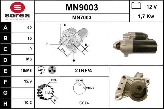 SNRA MN9003 - Стартер vvparts.bg