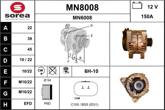 SNRA MN8008 - Генератор vvparts.bg