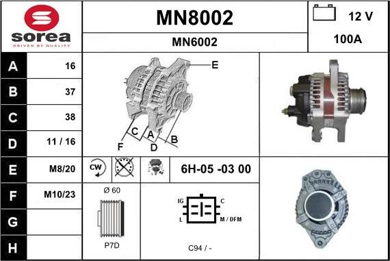 SNRA MN8002 - Генератор vvparts.bg