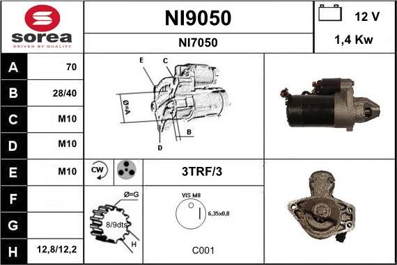 SNRA NI9050 - Стартер vvparts.bg