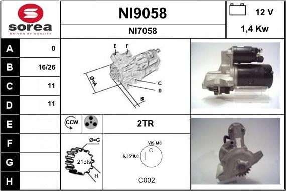 SNRA NI9058 - Стартер vvparts.bg