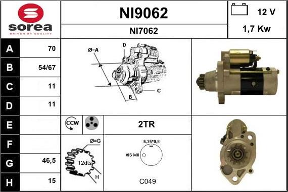 SNRA NI9062 - Стартер vvparts.bg