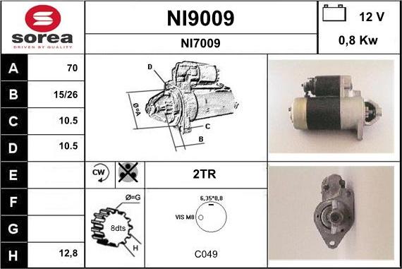 SNRA NI9009 - Стартер vvparts.bg