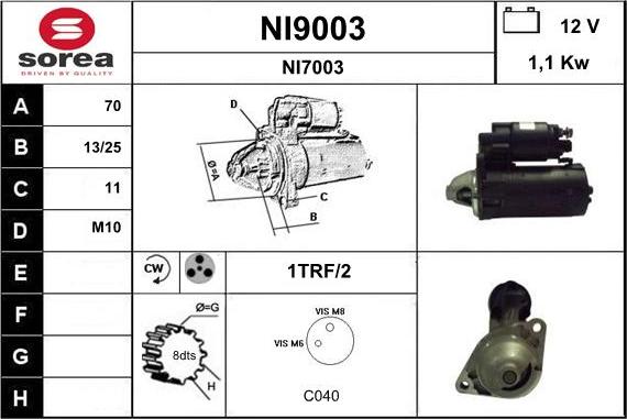 SNRA NI9003 - Стартер vvparts.bg