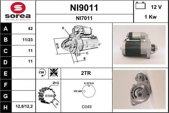 SNRA NI9011 - Стартер vvparts.bg