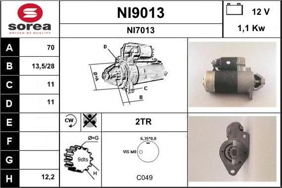 SNRA NI9013 - Стартер vvparts.bg