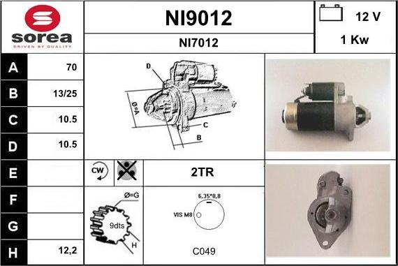 SNRA NI9012 - Стартер vvparts.bg