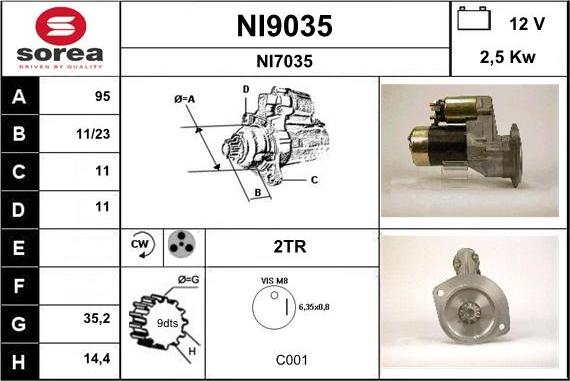 SNRA NI9035 - Стартер vvparts.bg