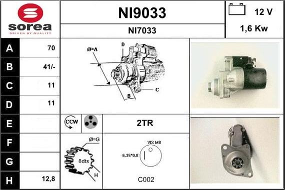 SNRA NI9033 - Стартер vvparts.bg