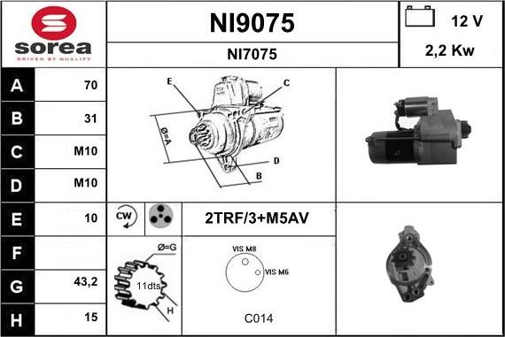 SNRA NI9075 - Стартер vvparts.bg