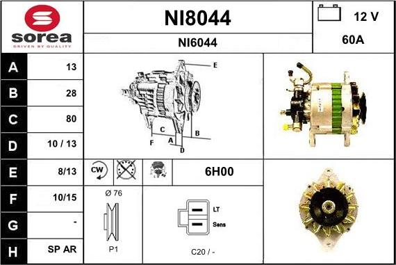 SNRA NI8044 - Генератор vvparts.bg