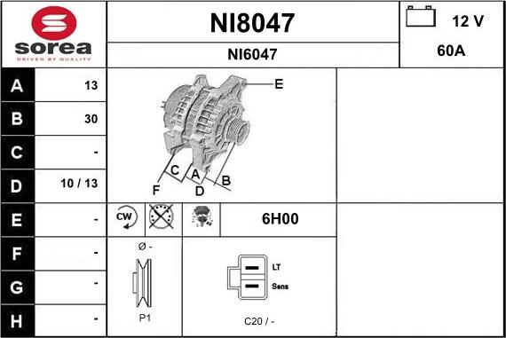 SNRA NI8047 - Генератор vvparts.bg