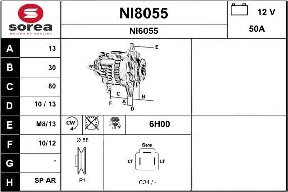 SNRA NI8055 - Генератор vvparts.bg