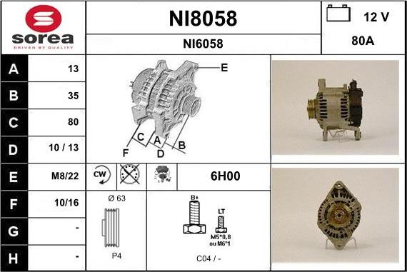 SNRA NI8058 - Генератор vvparts.bg