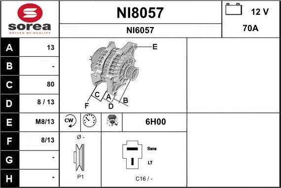 SNRA NI8057 - Генератор vvparts.bg