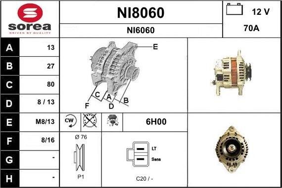 SNRA NI8060 - Генератор vvparts.bg