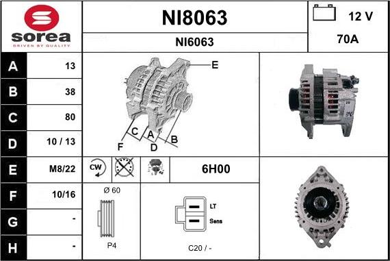 SNRA NI8063 - Генератор vvparts.bg