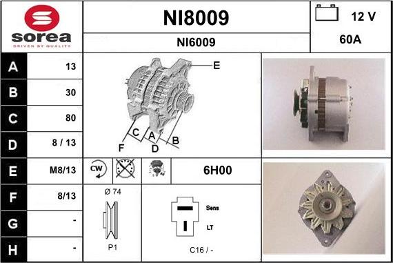 SNRA NI8009 - Генератор vvparts.bg