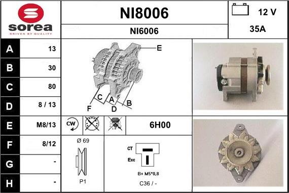 SNRA NI8006 - Генератор vvparts.bg