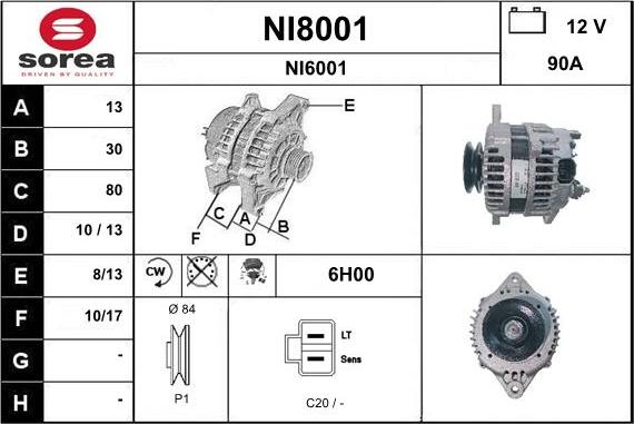 SNRA NI8001 - Генератор vvparts.bg