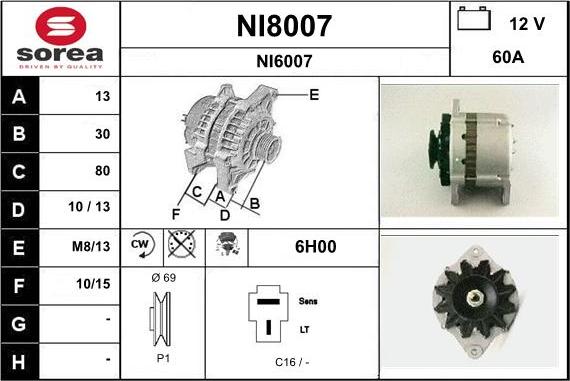 SNRA NI8007 - Генератор vvparts.bg