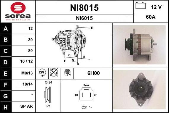 SNRA NI8015 - Генератор vvparts.bg