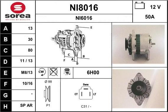 SNRA NI8016 - Генератор vvparts.bg