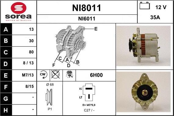 SNRA NI8011 - Генератор vvparts.bg