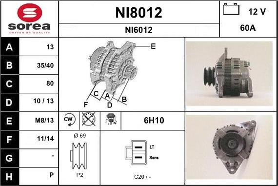 SNRA NI8012 - Генератор vvparts.bg