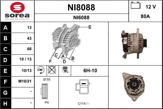 SNRA NI8088 - Генератор vvparts.bg