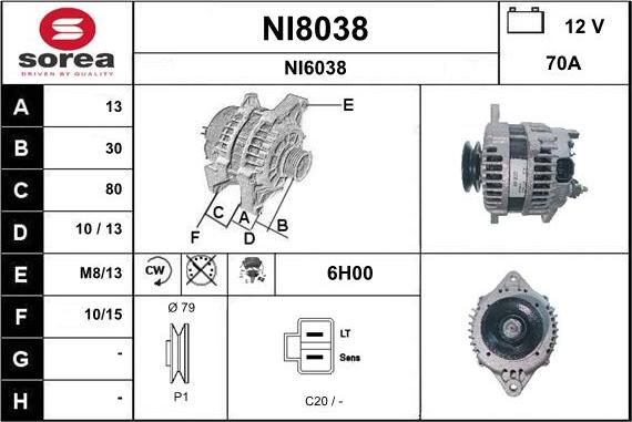 SNRA NI8038 - Генератор vvparts.bg