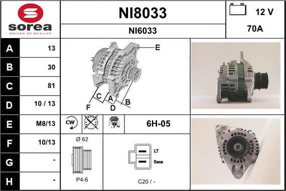 SNRA NI8033 - Генератор vvparts.bg