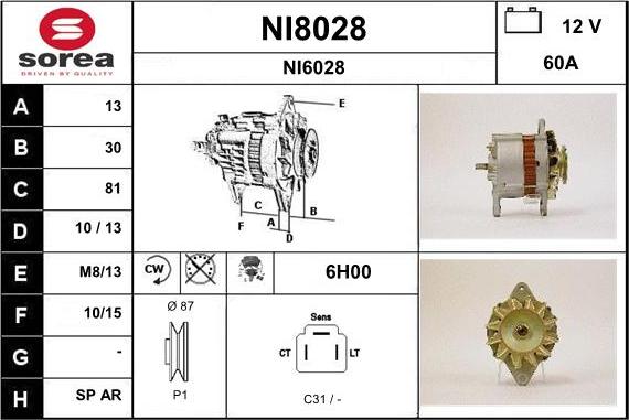 SNRA NI8028 - Генератор vvparts.bg