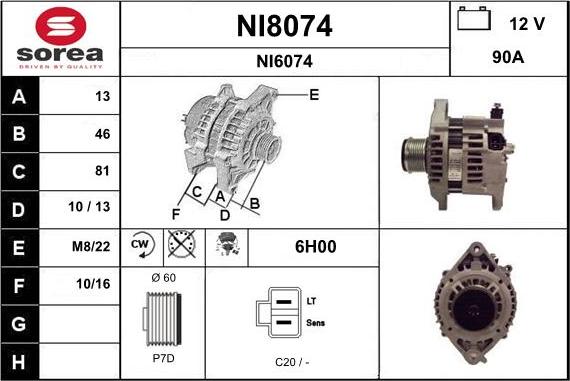 SNRA NI8074 - Генератор vvparts.bg