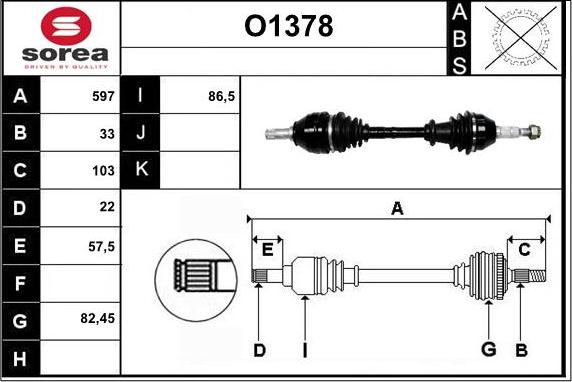 SNRA O1378 - Полуоска vvparts.bg