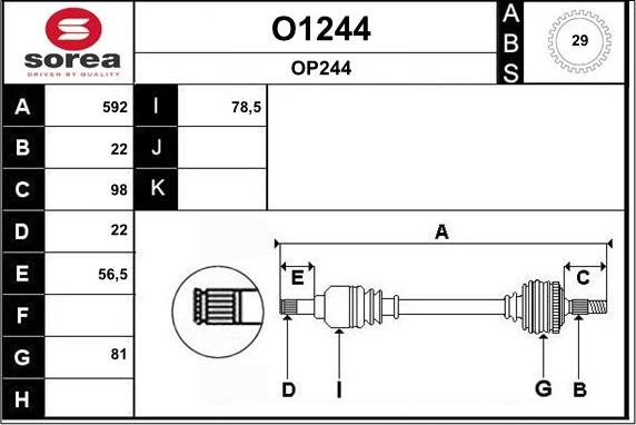 SNRA O1244 - Полуоска vvparts.bg