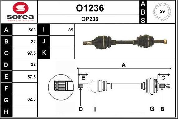 SNRA O1236 - Полуоска vvparts.bg